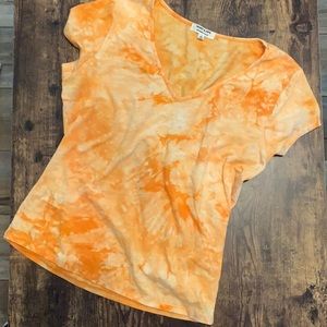 Fitted Orange Tie-Dye Tee
